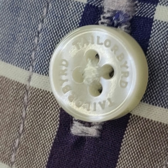 Tailorbyrd Collection Dress Shirt Large Blue Brown Plaid Mens Career Long Sleeve - Picture 9 of 15